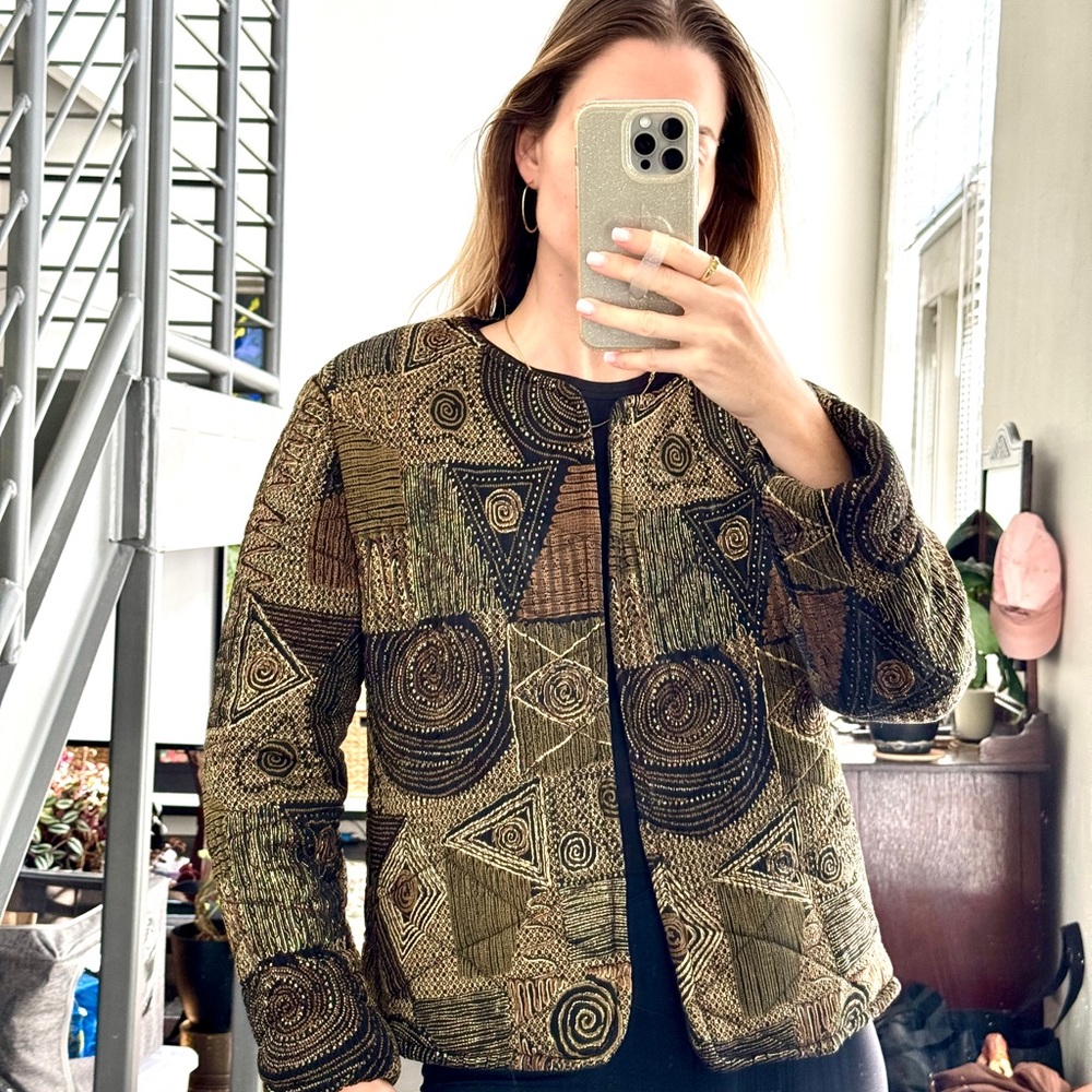 Vintage Geometric Patterned Quilted Jacket - Picture 8 of 8